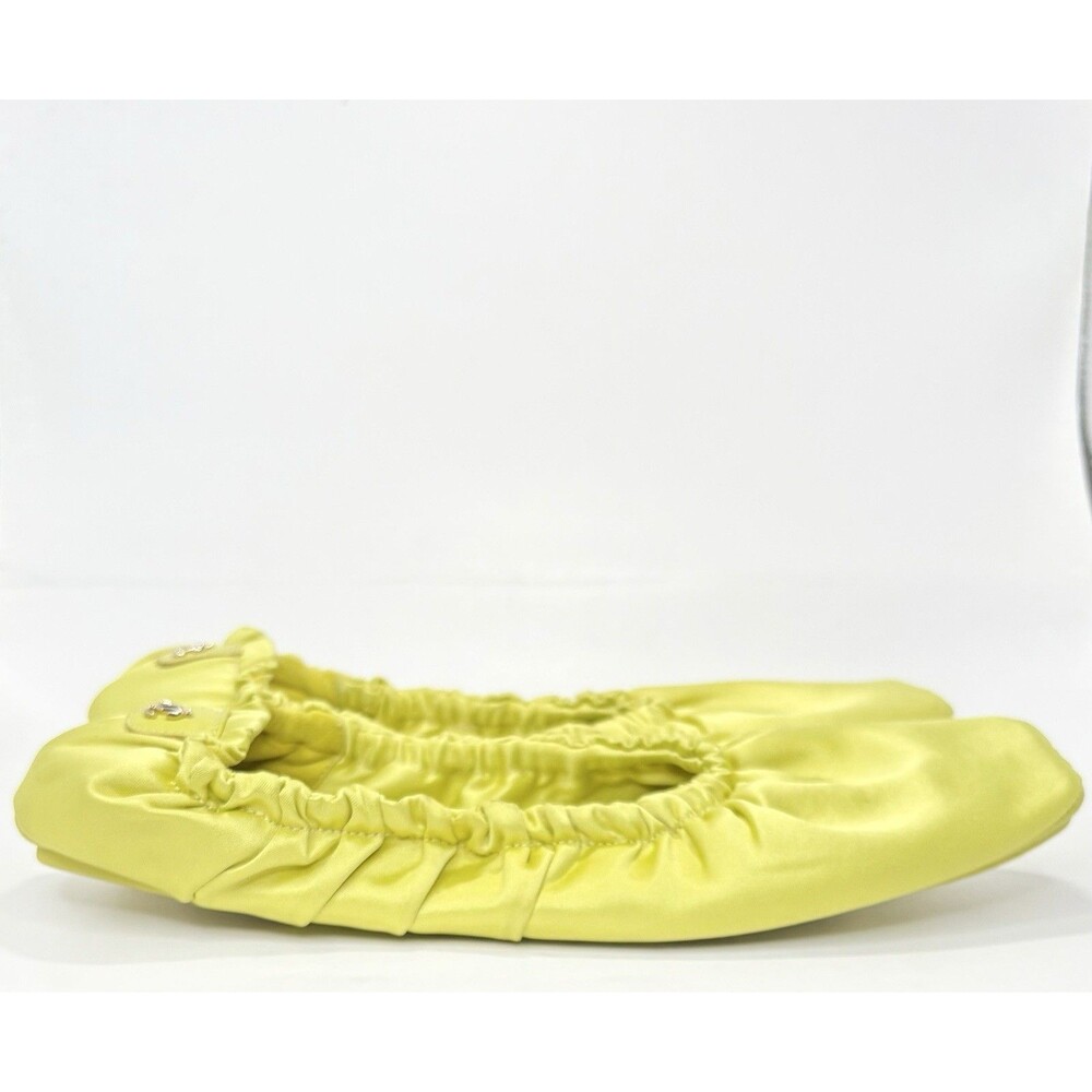 Jimmy Choo Bardo Flat Satin Slippers w Silk Eye Mask Gift Set Lime Green EU 36 6 - Picture 8 of 14